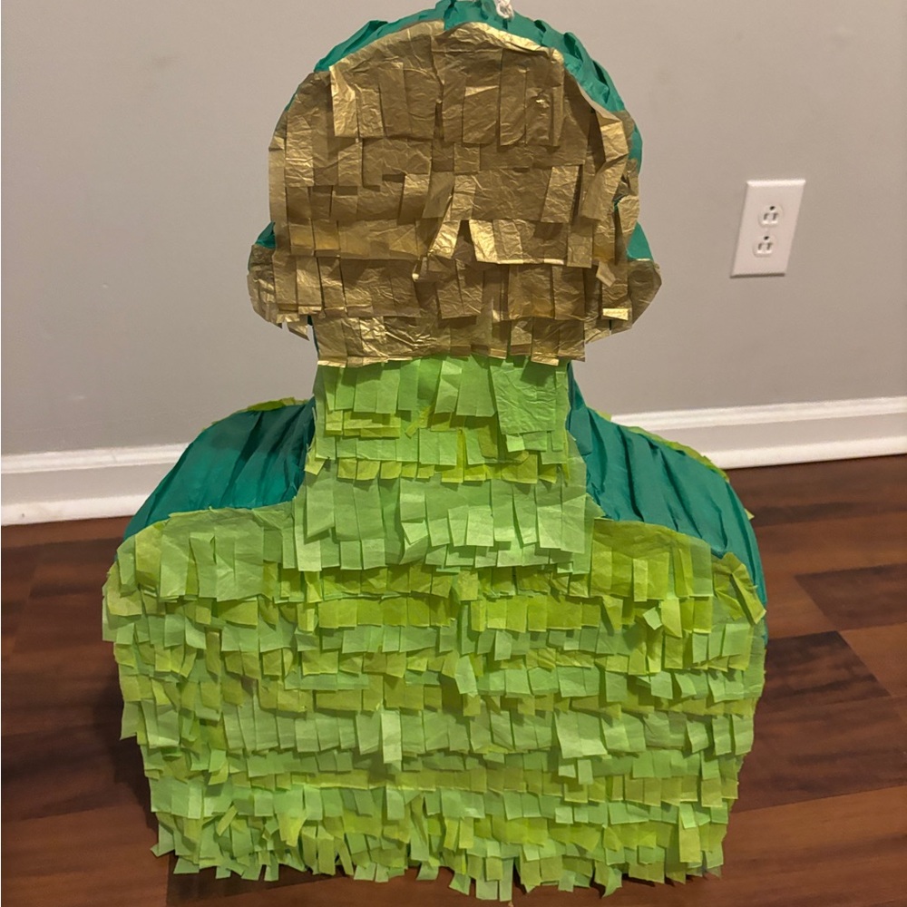 Green and Gold Halloween Piñata Creation